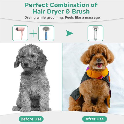 2-in-1 Dog Hair Brush Dryer With Slicker Brush