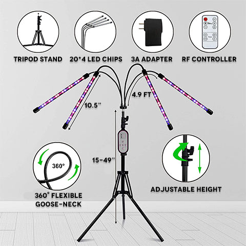 4-Head Dimmable UV Grow Light