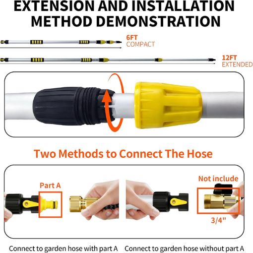 20FT Reach Telescopic Flow-Thru Car Washing Brush
