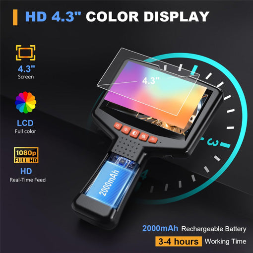 4.3" Dual-Lens Inspection Borescope Camera