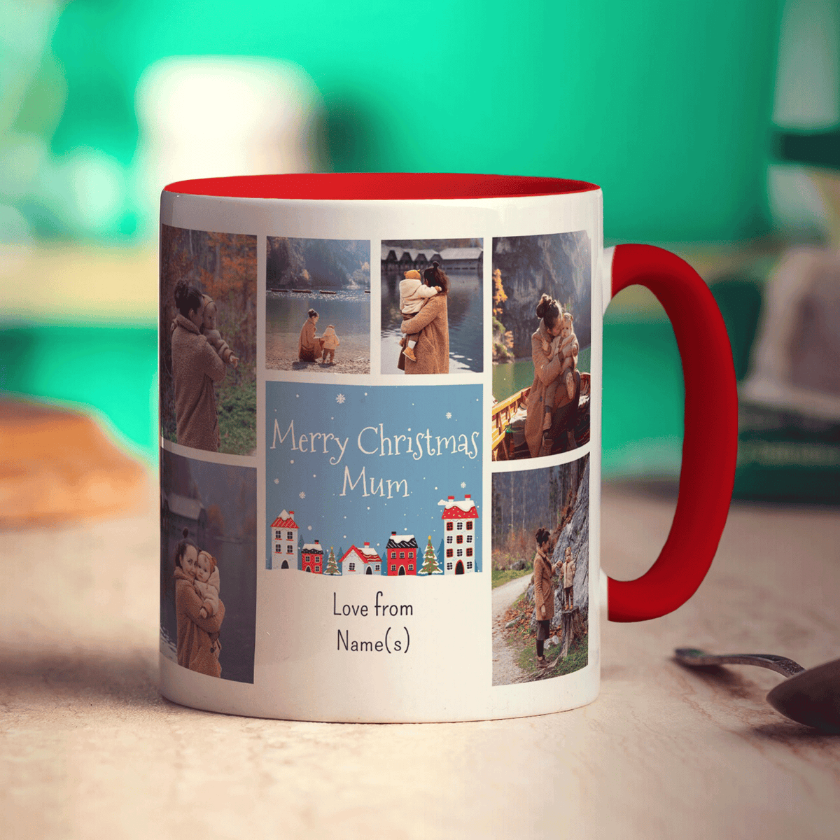 6 Photo Merry Christmas Mum with Text Mug