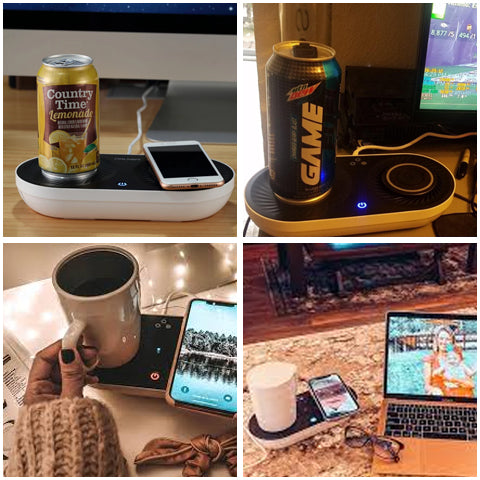3-in-1 Wireless Charging Dock with Mug Warmer/Cooler