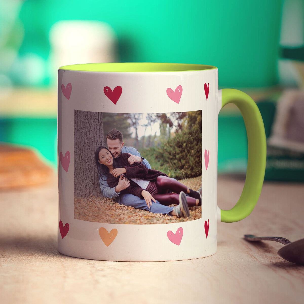 Hearts Personalised Photo Mug with Message