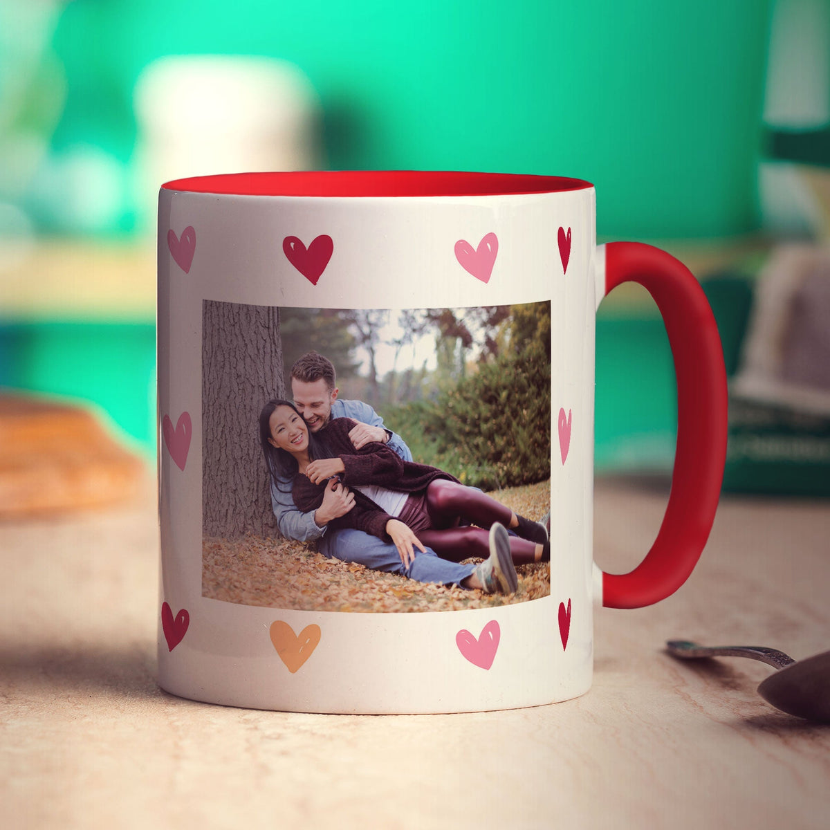 Hearts Personalised Photo Mug with Message