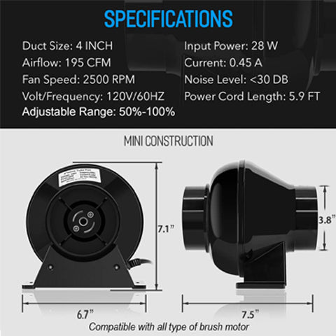 4 Inch Inline Duct Fan